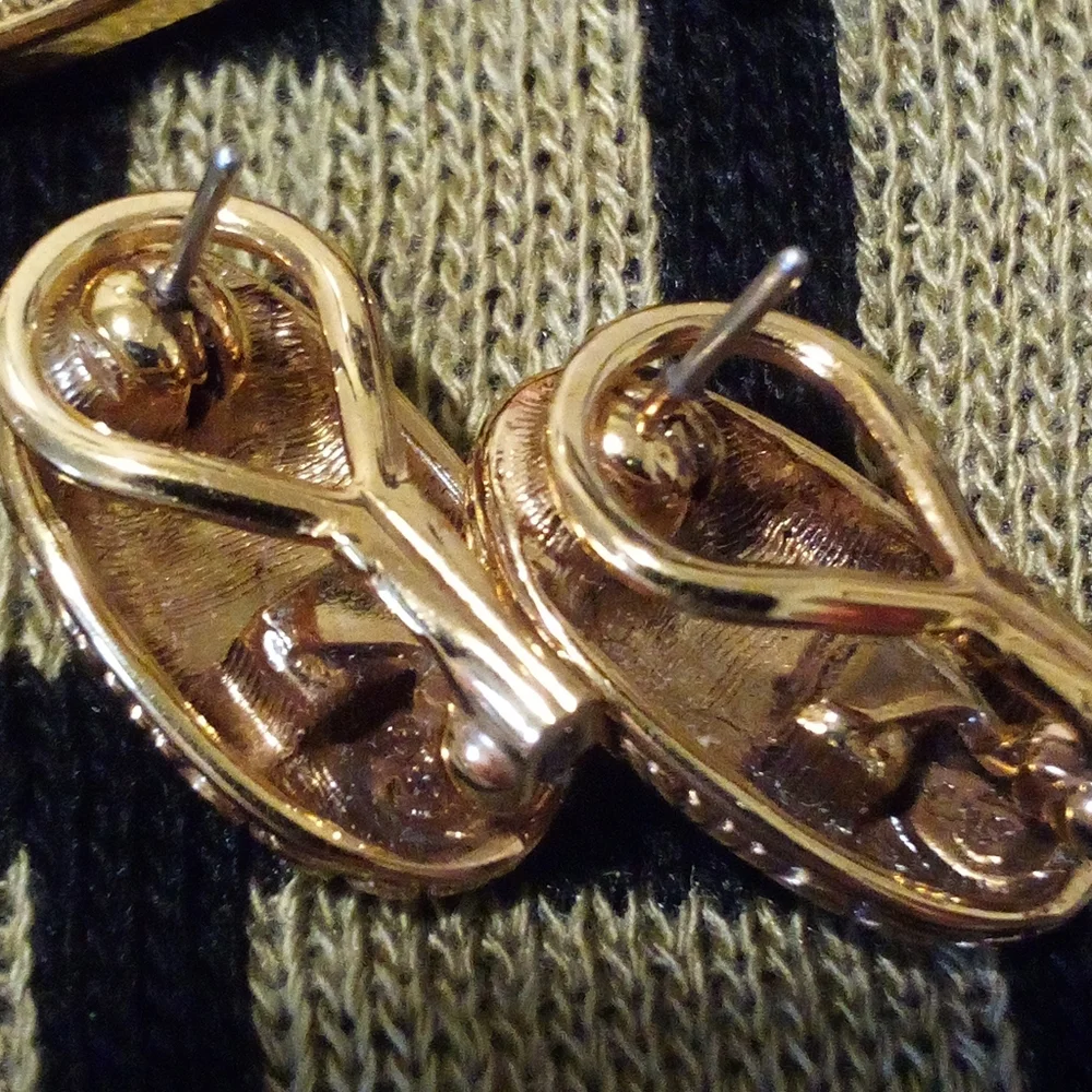 Vintage 2 Pair Premier Gold Tone Omega Clip Earrings Engraved